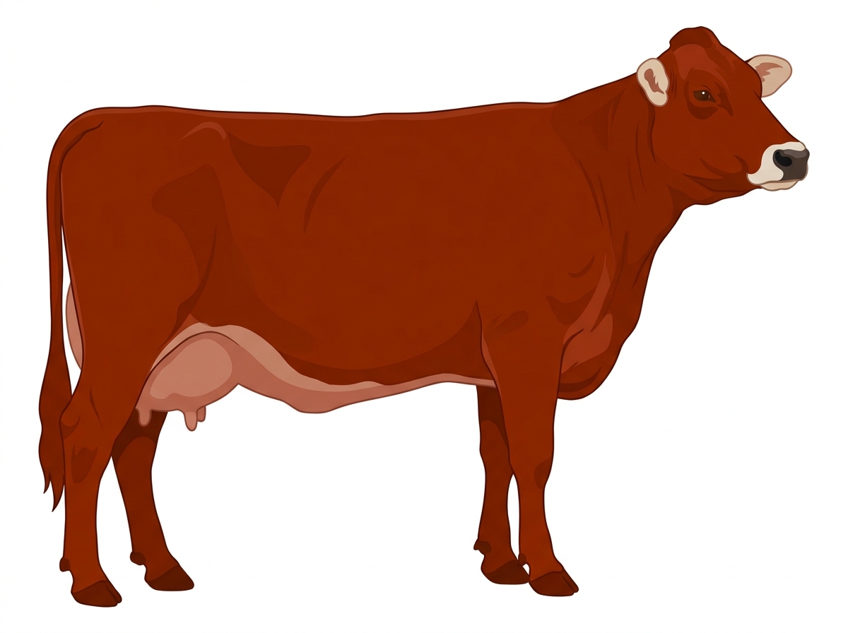 Red with a pale muzzle ring and lighter underline Fullblood Braunvieh Cow