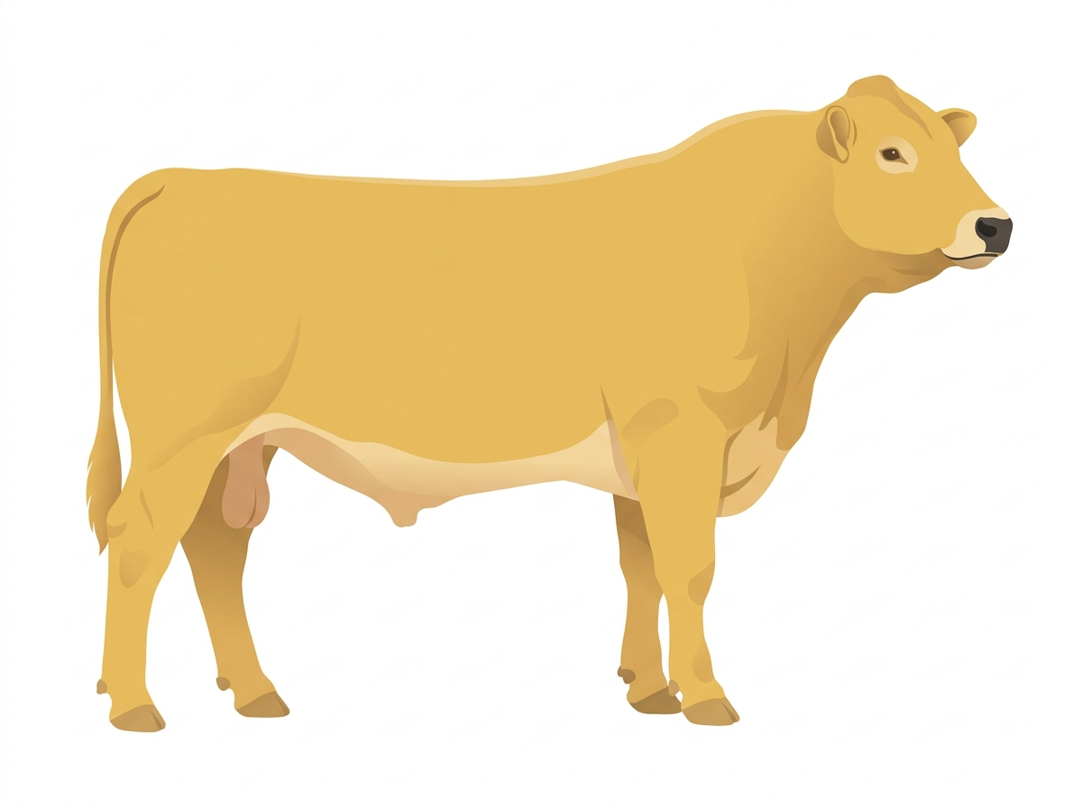 Gold with a pale muzzle ring and lighter underline Fullblood Gelbvieh Bull