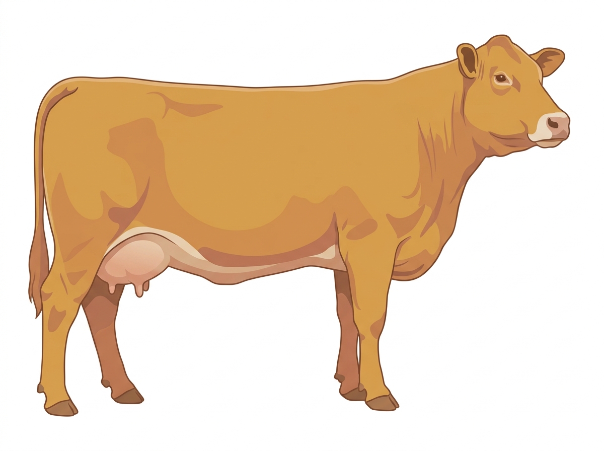 Gold with a pale muzzle ring and lighter underline Fullblood Gelbvieh Cow
