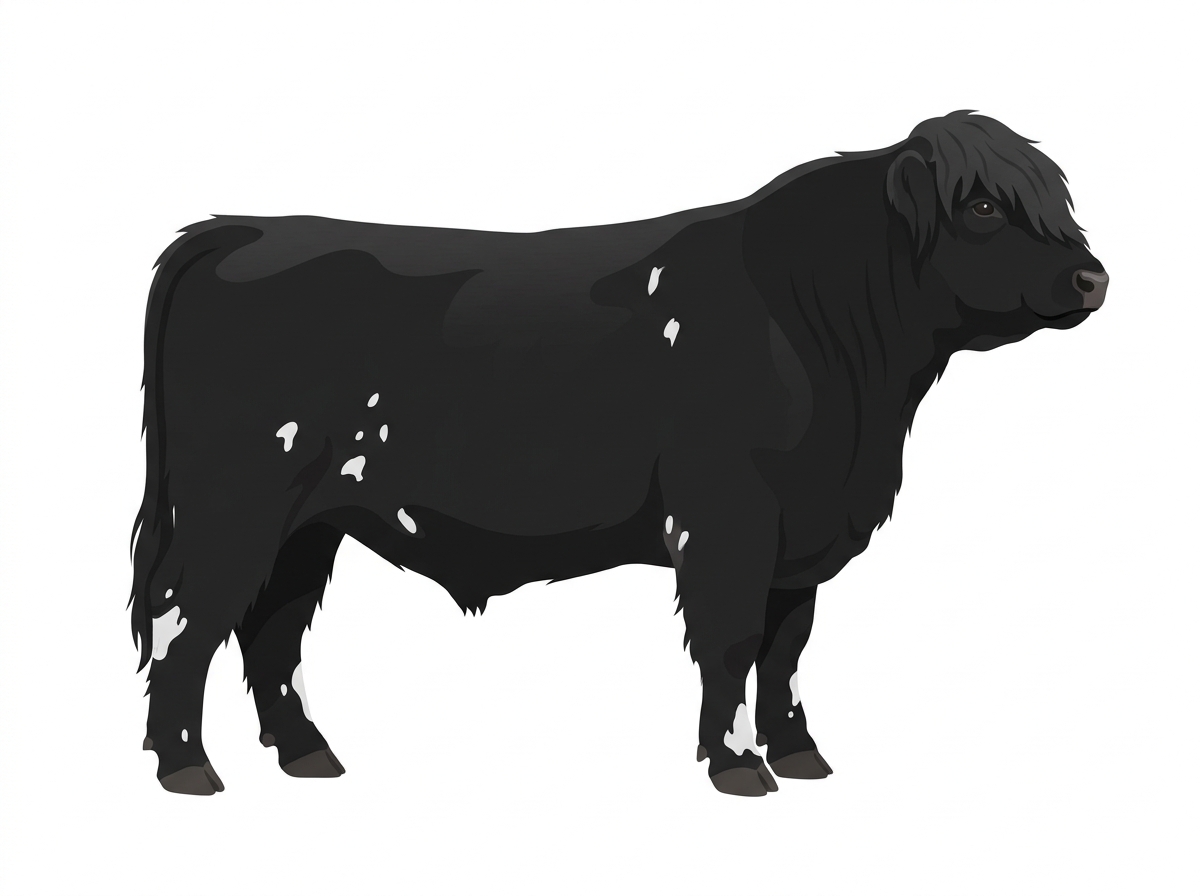 Black with minimal spotting Fullblood Highlander Bull