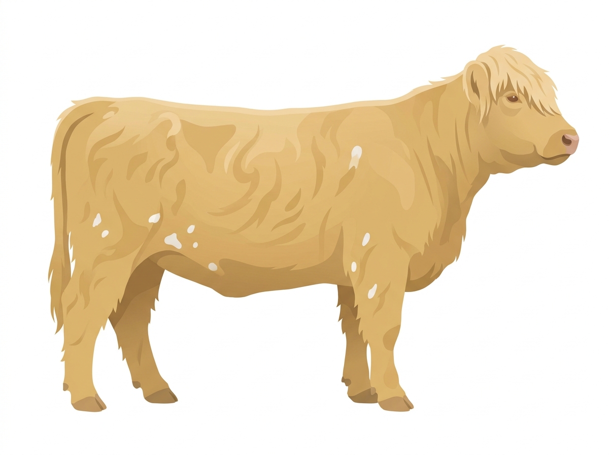 Cream faint brindle with minimal spotting Fullblood Highlander Heifer