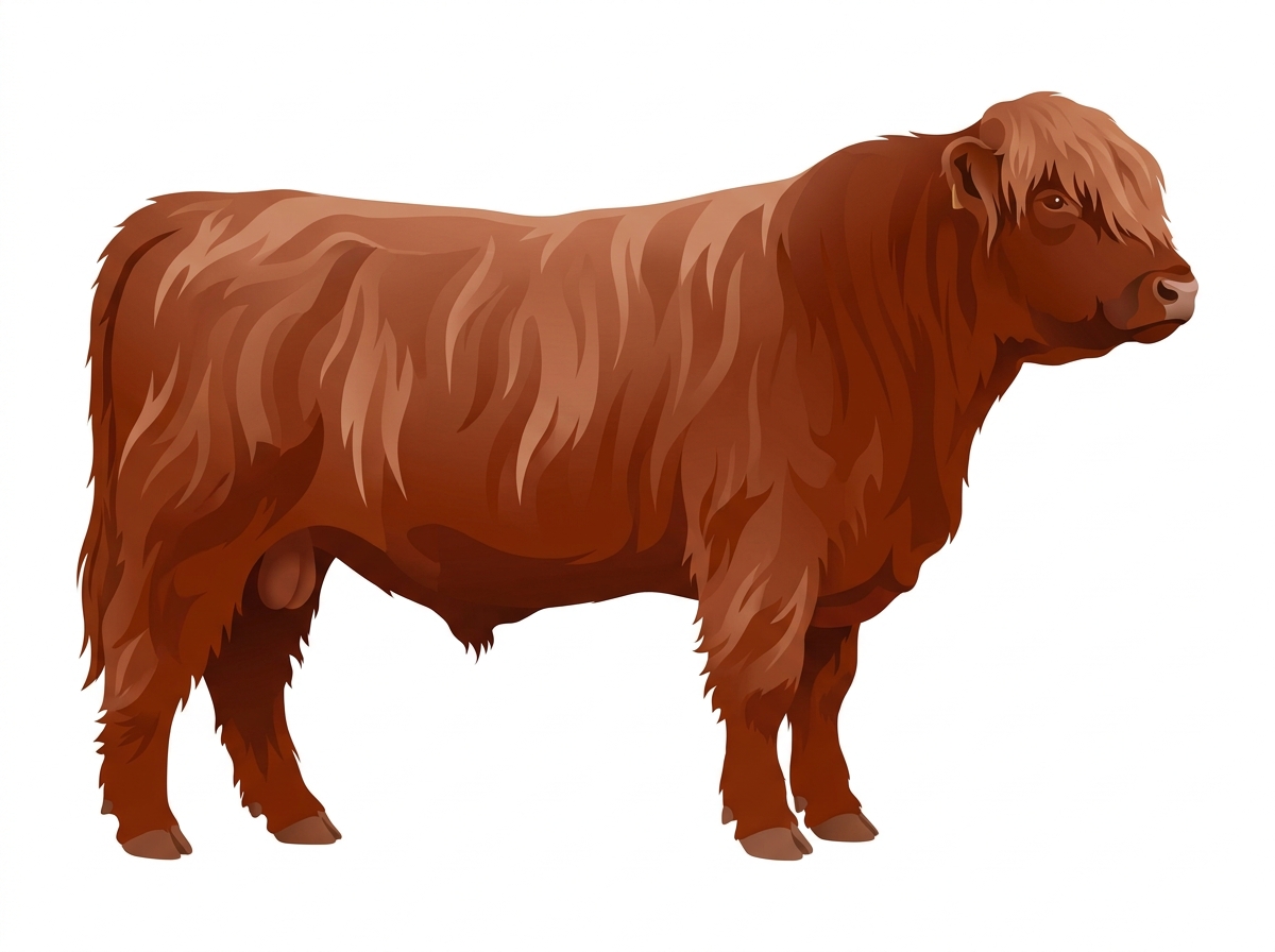 Red brindle Fullblood Highlander Bull