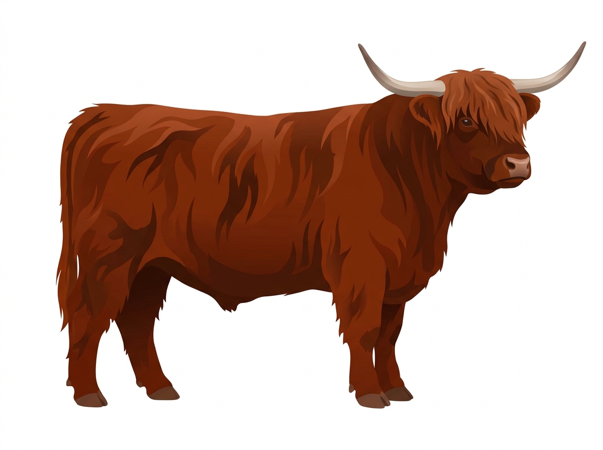 Red brindle Fullblood Highlander Steer