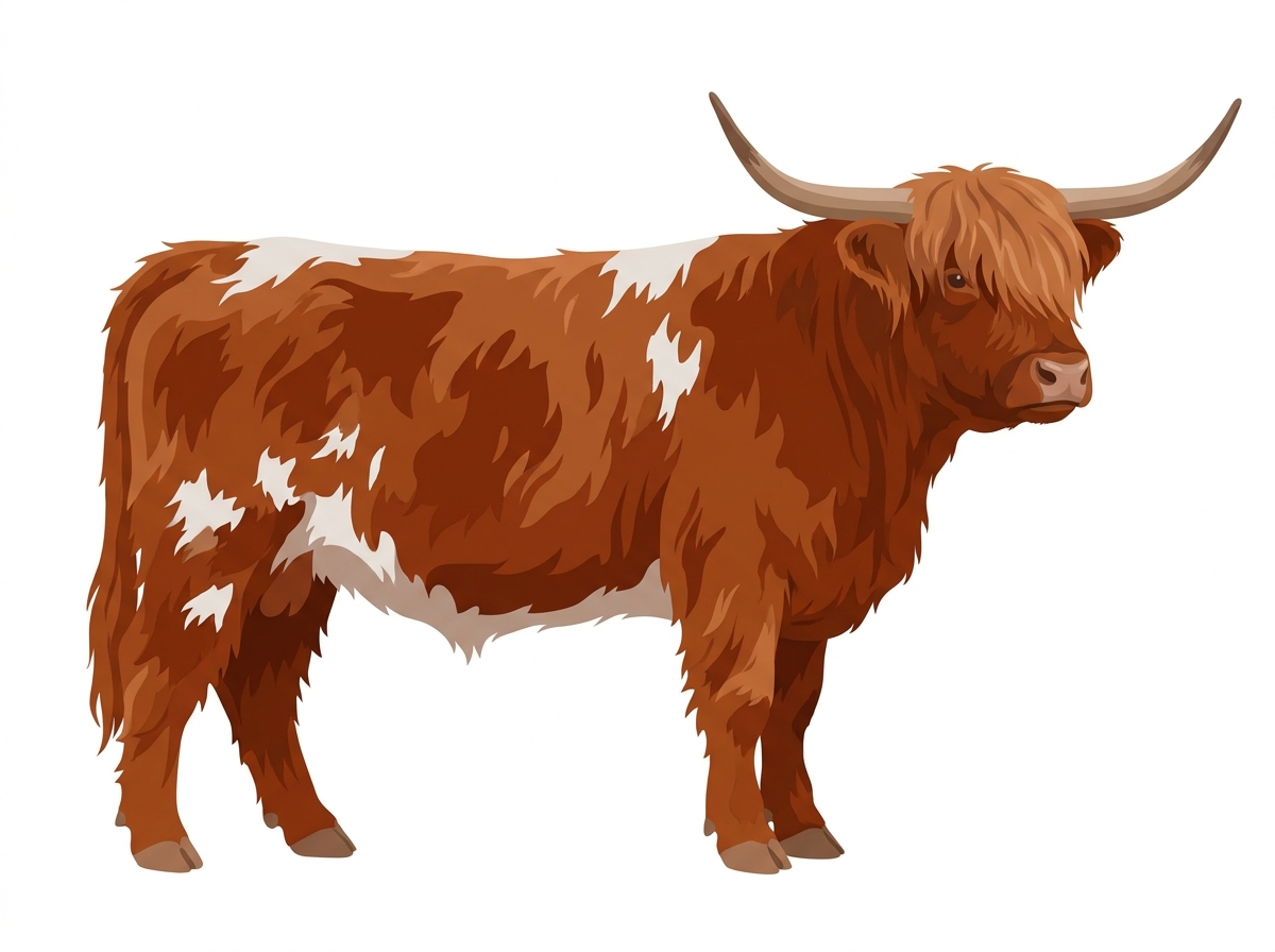Red brindle with minimal spotting Fullblood Highlander Steer