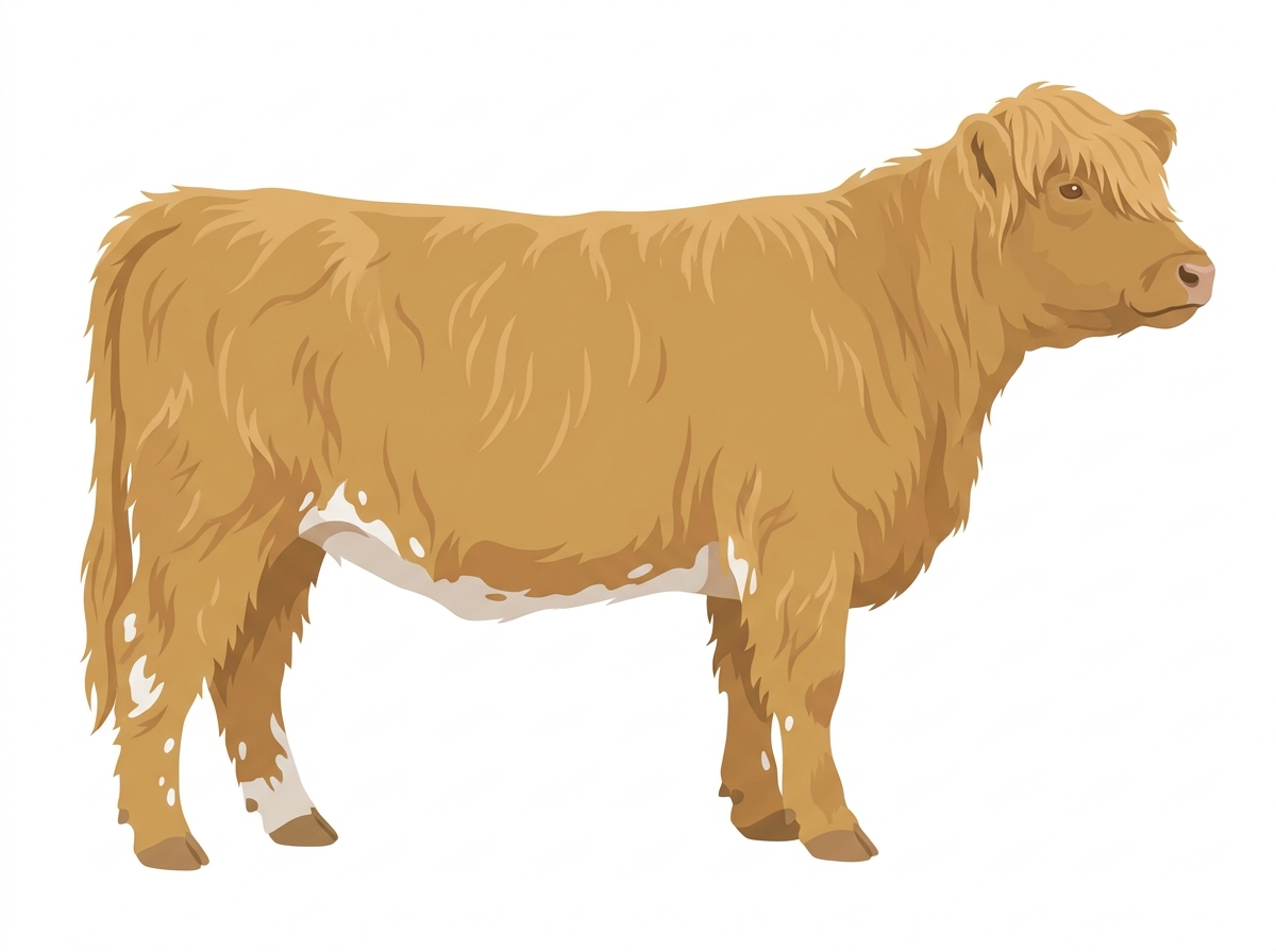 Red Dun with minimal spotting Fullblood Highlander Heifer