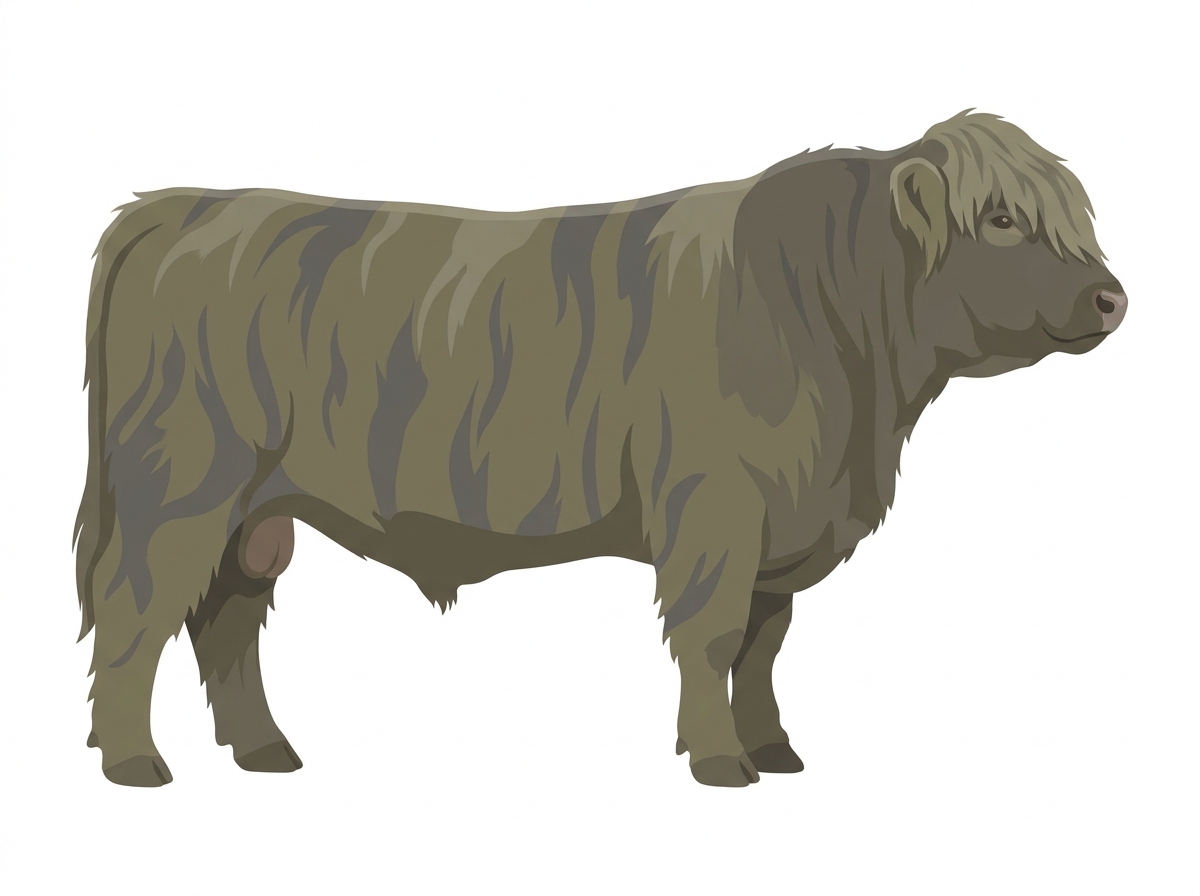 Smoky faint brindle Fullblood Highlander Bull