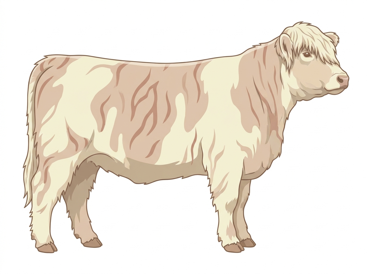 White faint brindle Fullblood Highlander Heifer