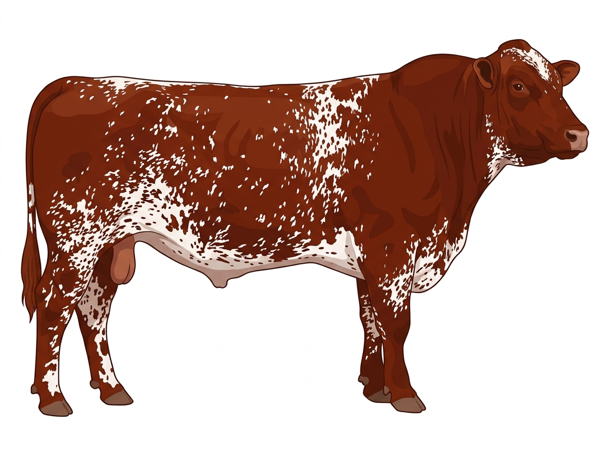 Red heavily spotted with ticking Fullblood Maine-Anjou Bull