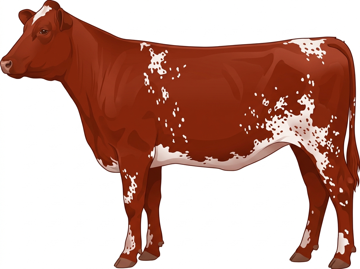 Red light roan with white spots with ticking Fullblood Maine-Anjou Heifer