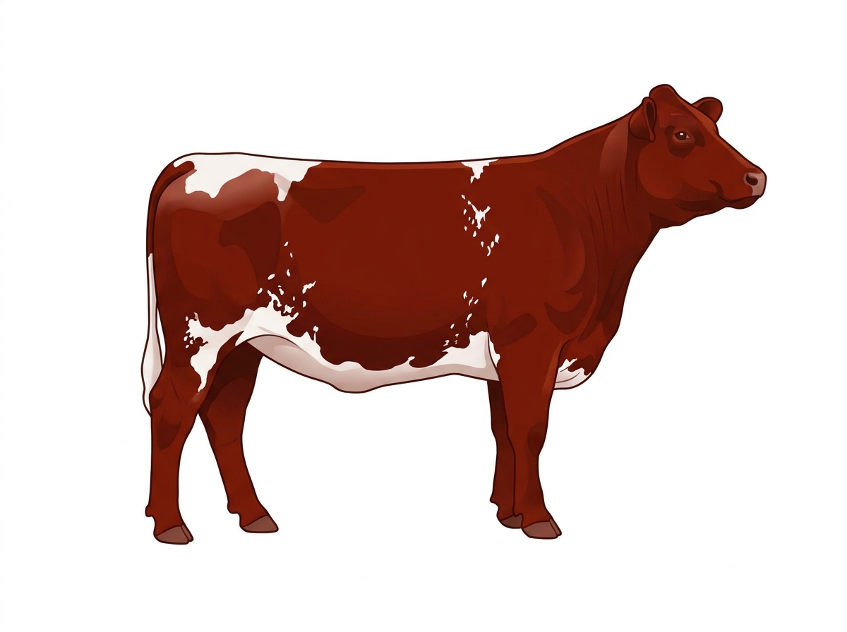Red with a few white spots and ticking in the white Fullblood Maine-Anjou Heifer