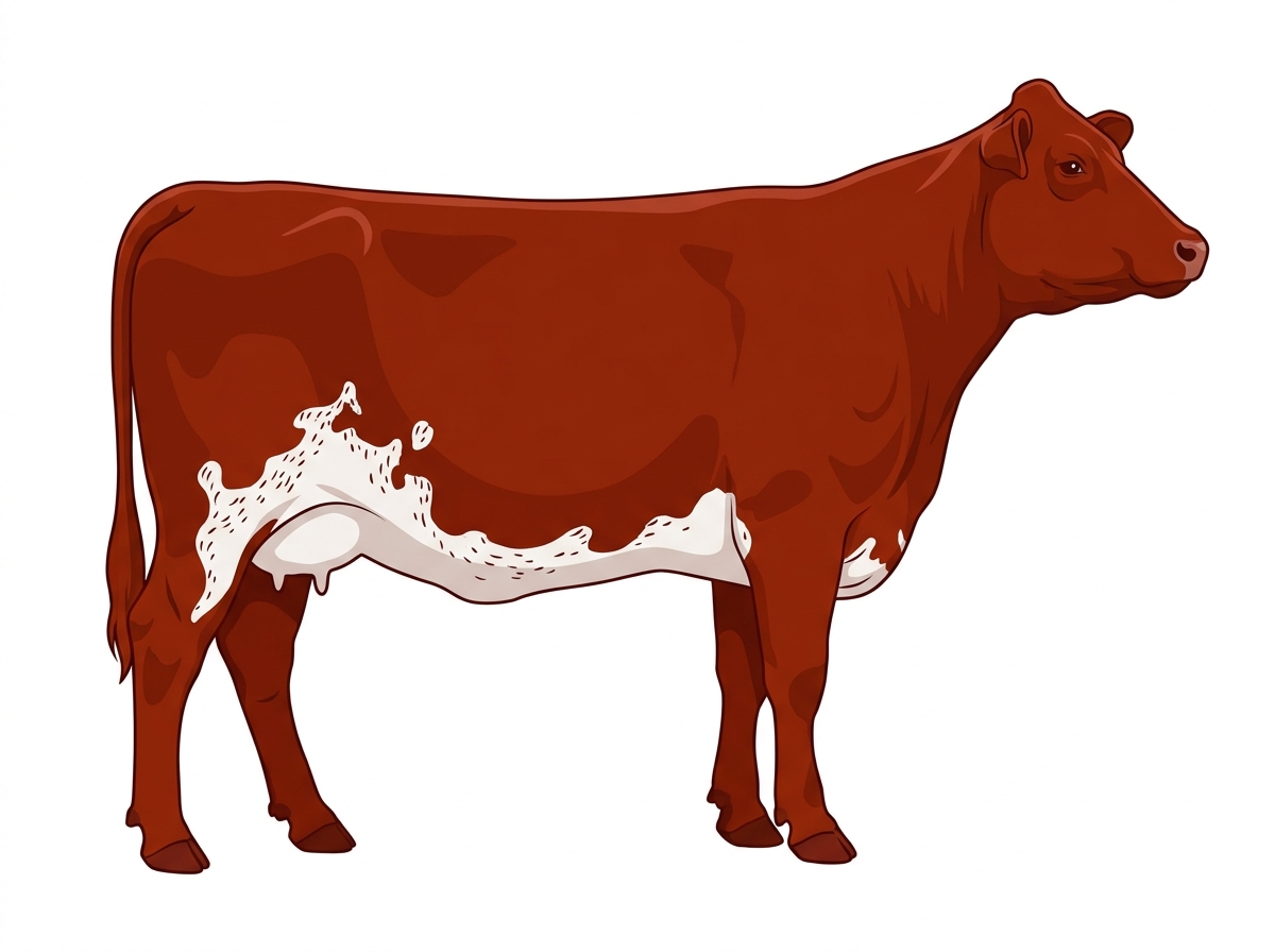 Red with ticking in the white Fullblood Maine-Anjou Cow