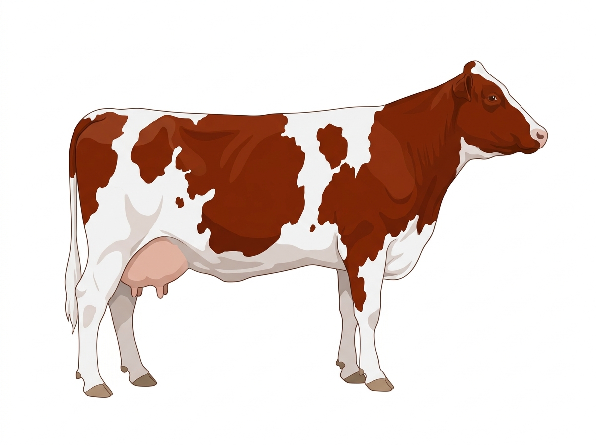 Red with white in large patches Fullblood Maine-Anjou Cow
