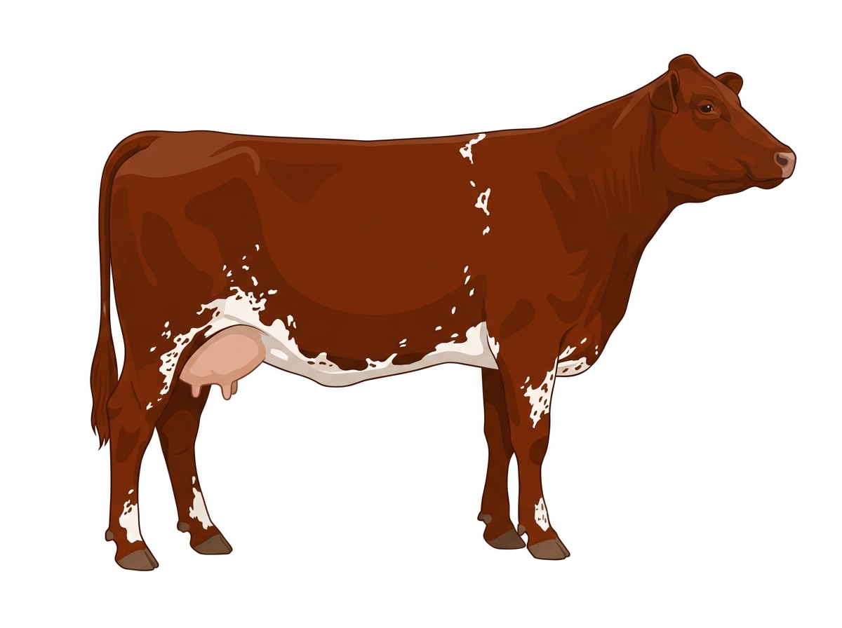 Red with white spots and ticking in the white Fullblood Maine-Anjou Cow