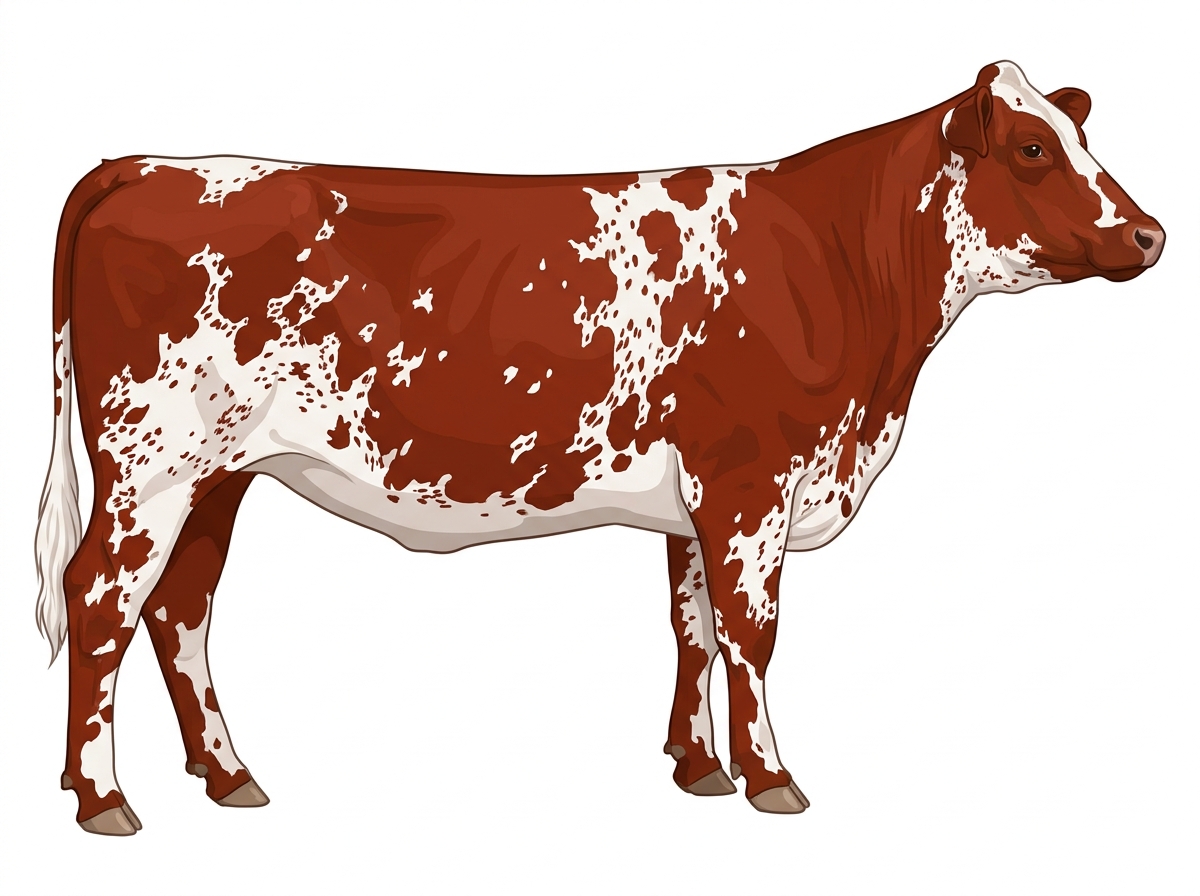 Red with white spots and ticking in the white Fullblood Maine-Anjou Heifer