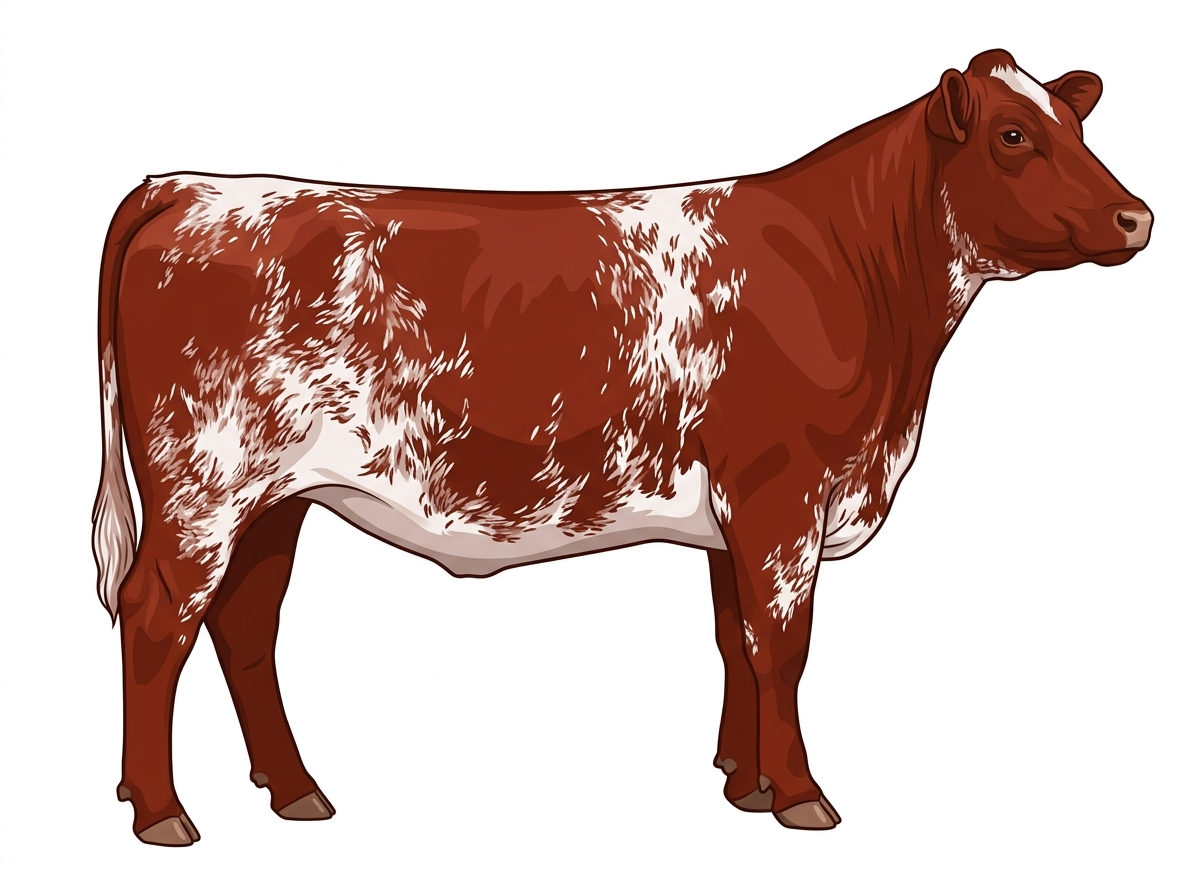 Red heavy roan Fullblood Shorthorn Cow