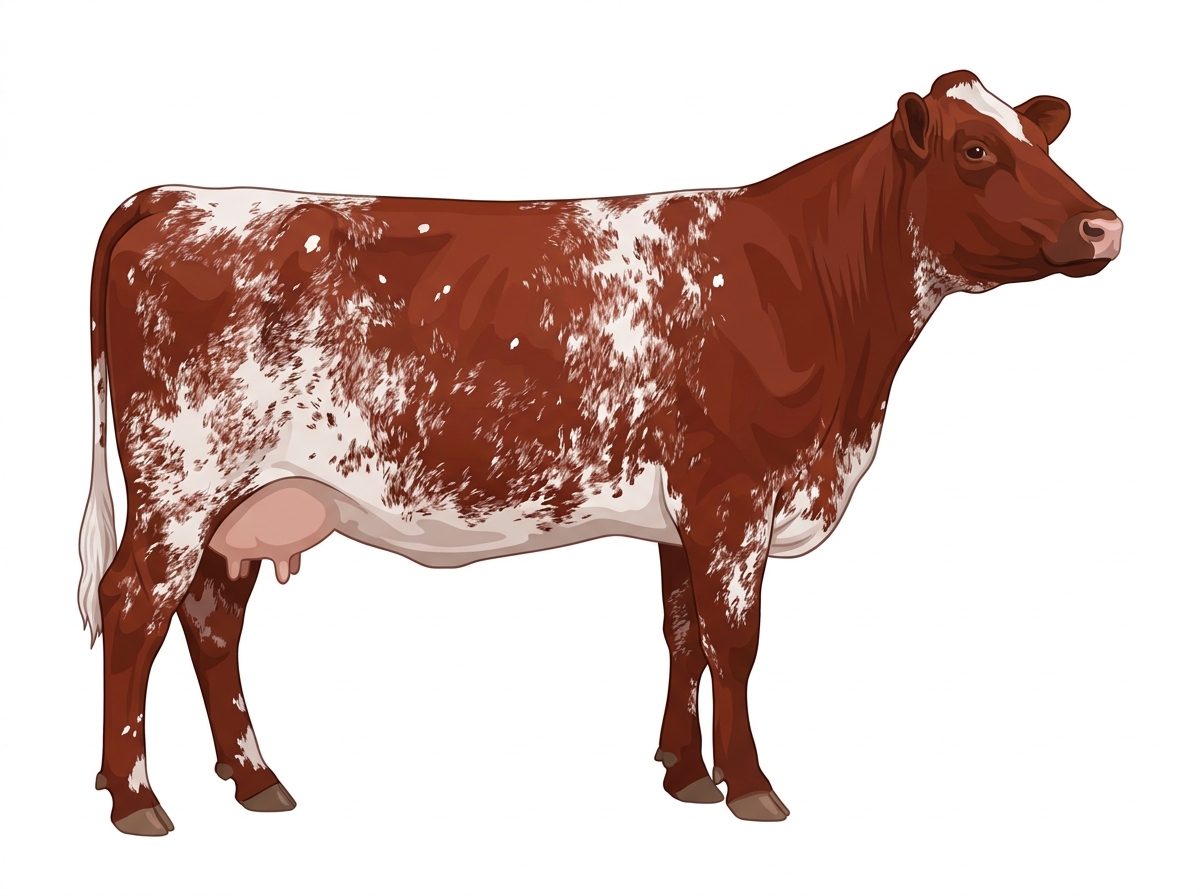 Red heavy roan with minimal spotting Fullblood Shorthorn Cow