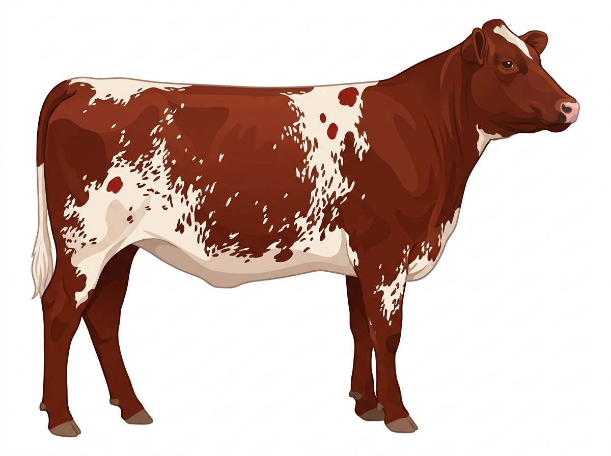 Red heavy roan with minimal spotting with ticking Fullblood Shorthorn Heifer