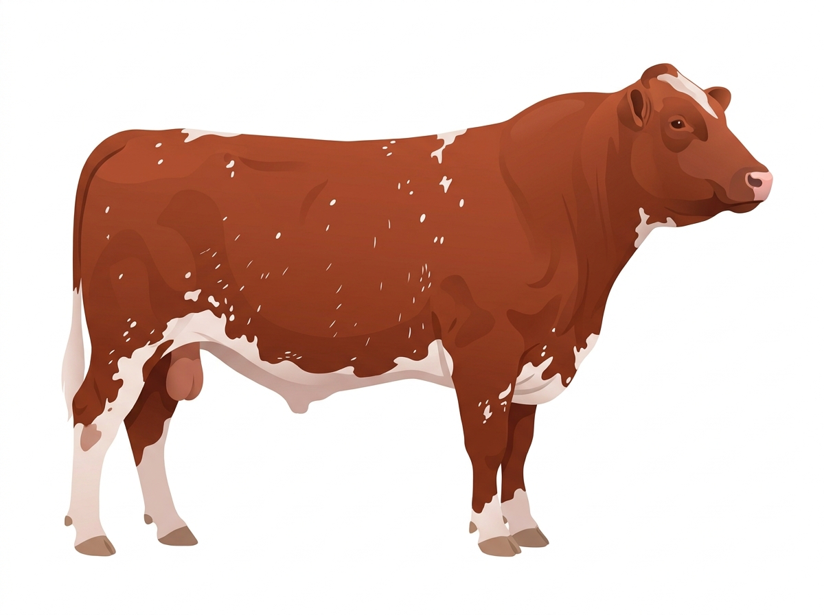 Red light roan with white spots with ticking Fullblood Shorthorn Bull