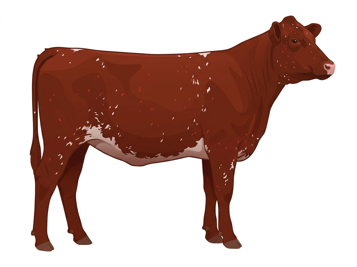Red roan with minimal spotting with ticking Fullblood Shorthorn Heifer