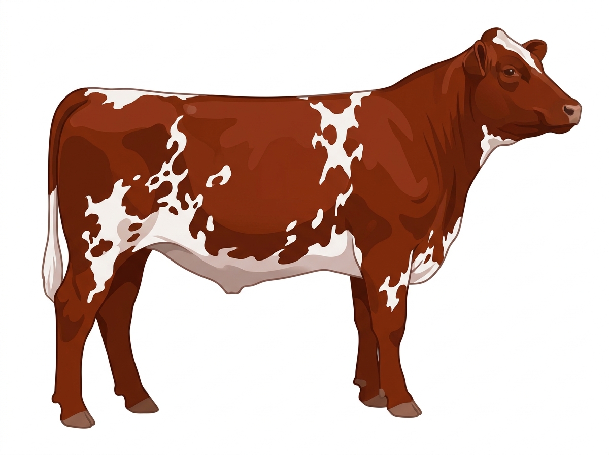 Red roan with white spots Fullblood Shorthorn Steer