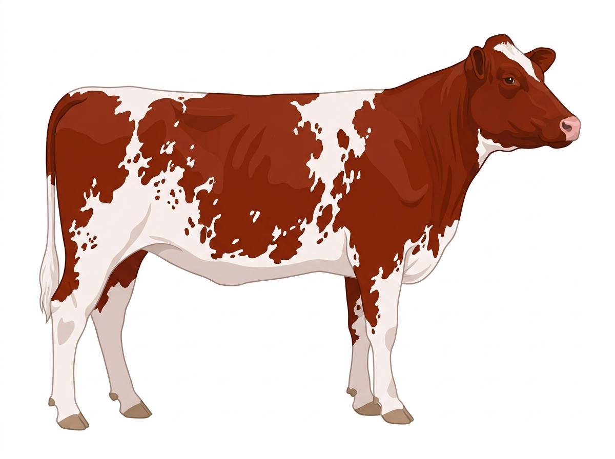 Red white roan with minimal spotting with ticking Fullblood Shorthorn Cow