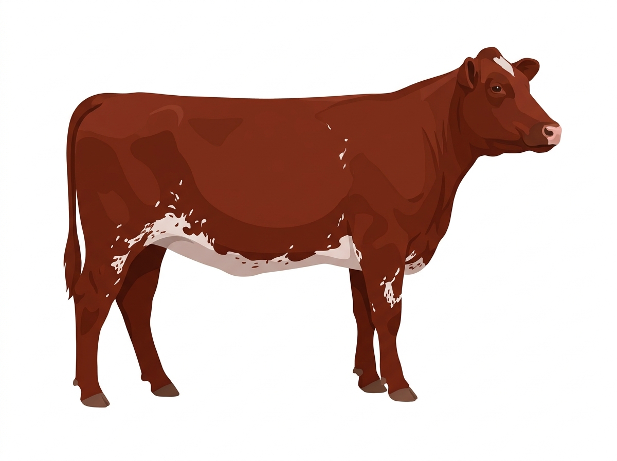Red white roan with minimal spotting with ticking Fullblood Shorthorn Heifer