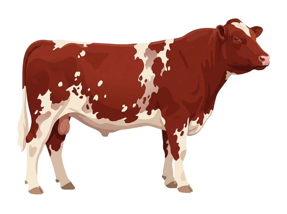 Red white roan with white spots Fullblood Shorthorn Bull