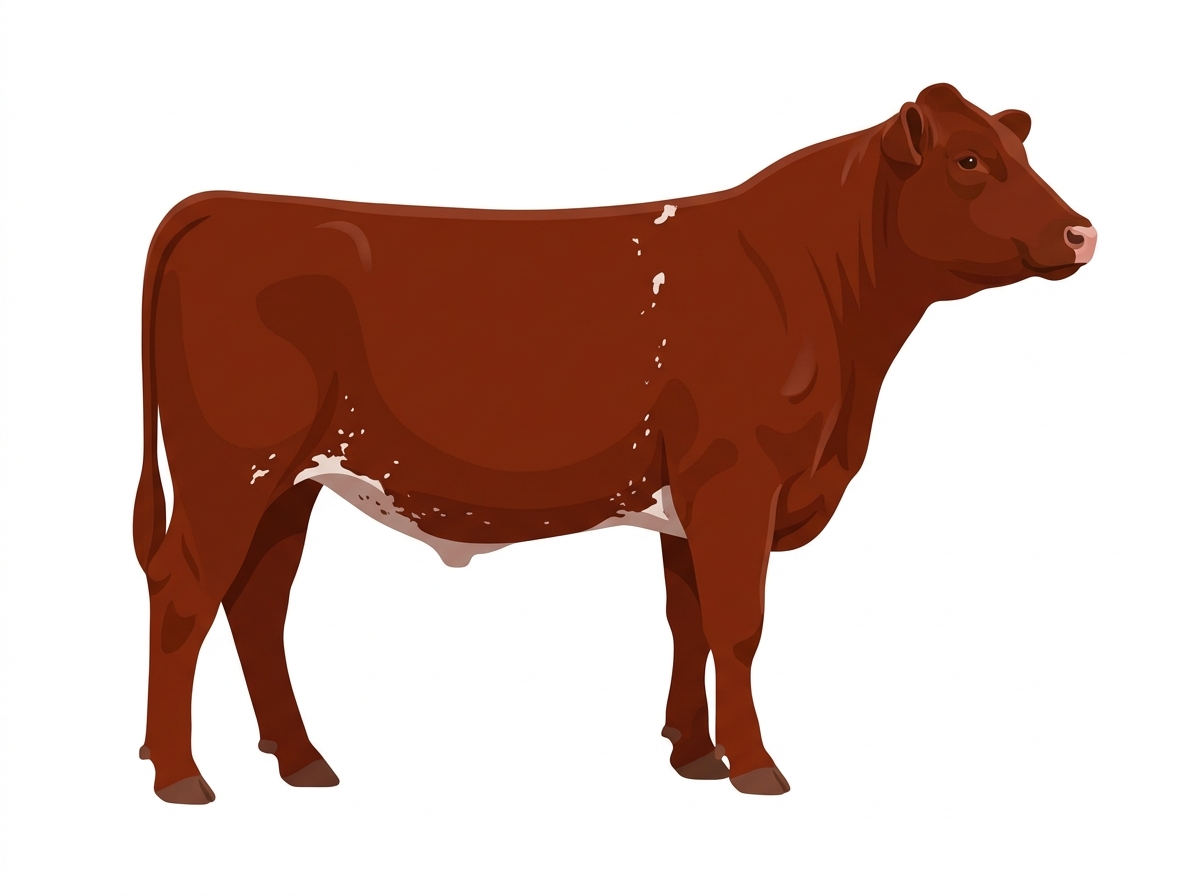 Red with minimal spotting with ticking Fullblood Shorthorn Steer