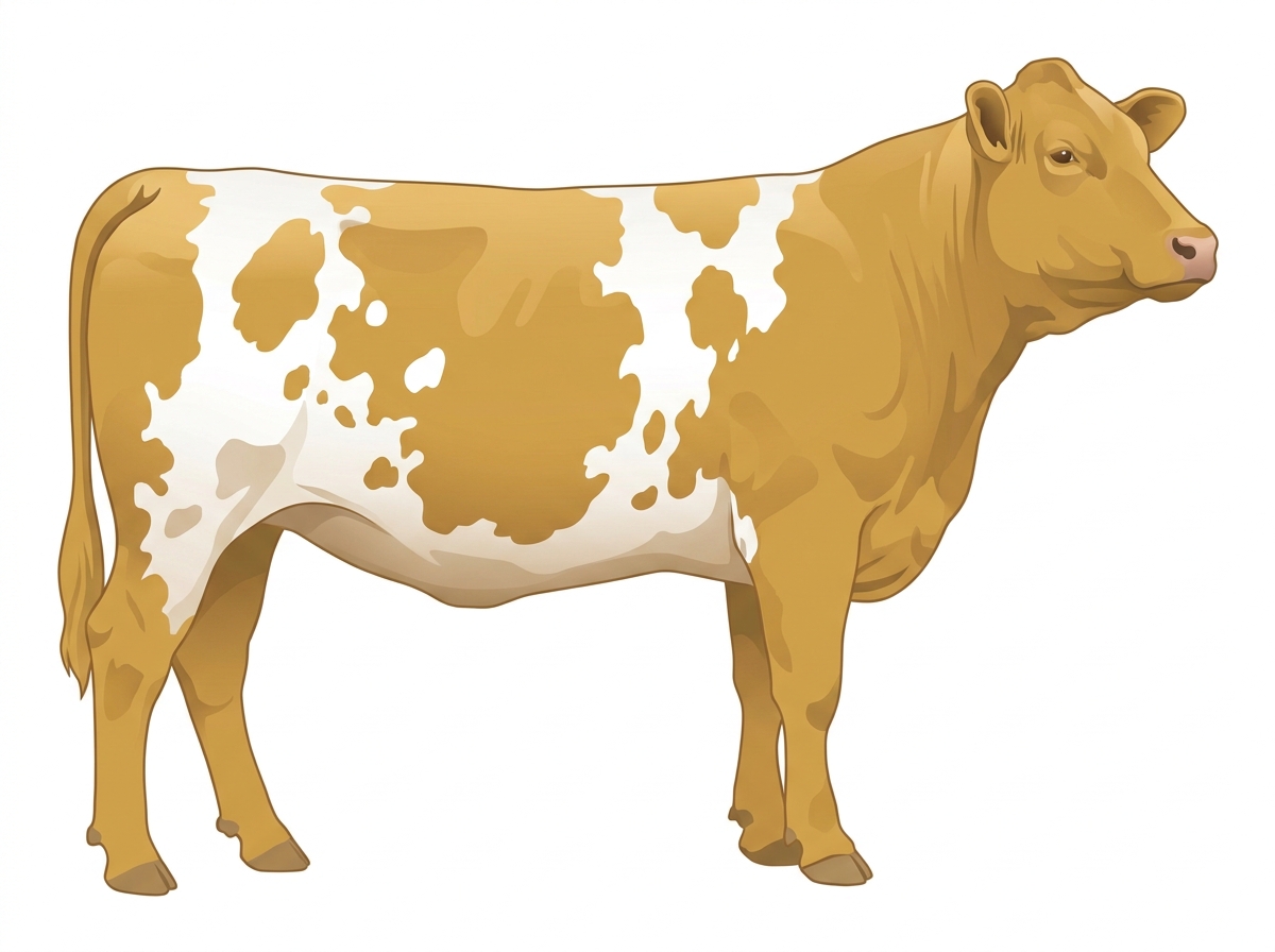 Gold mostly white spotted Fullblood Simmental Heifer