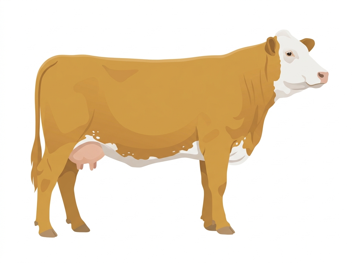 Gold with a full white face, white brisket and underline, a few white spots and ticking in the white Fullblood Simmental Cow