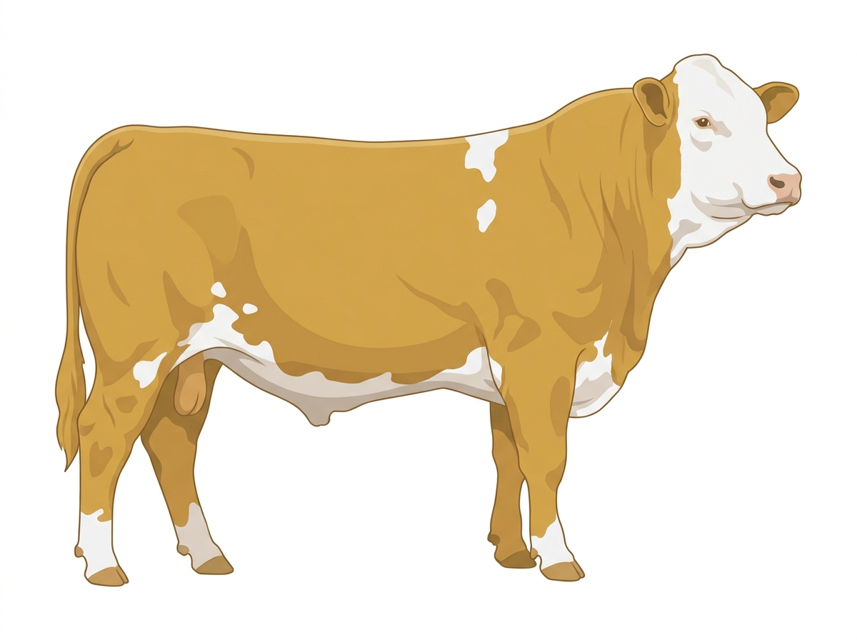 Gold with a full white face, white brisket and underline and white spots Fullblood Simmental Steer