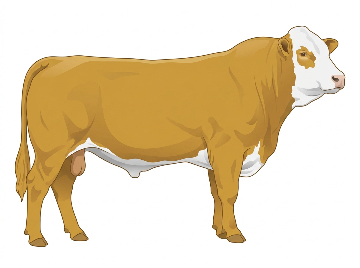 Gold with a full white face, white brisket and underline Fullblood Simmental Bull
