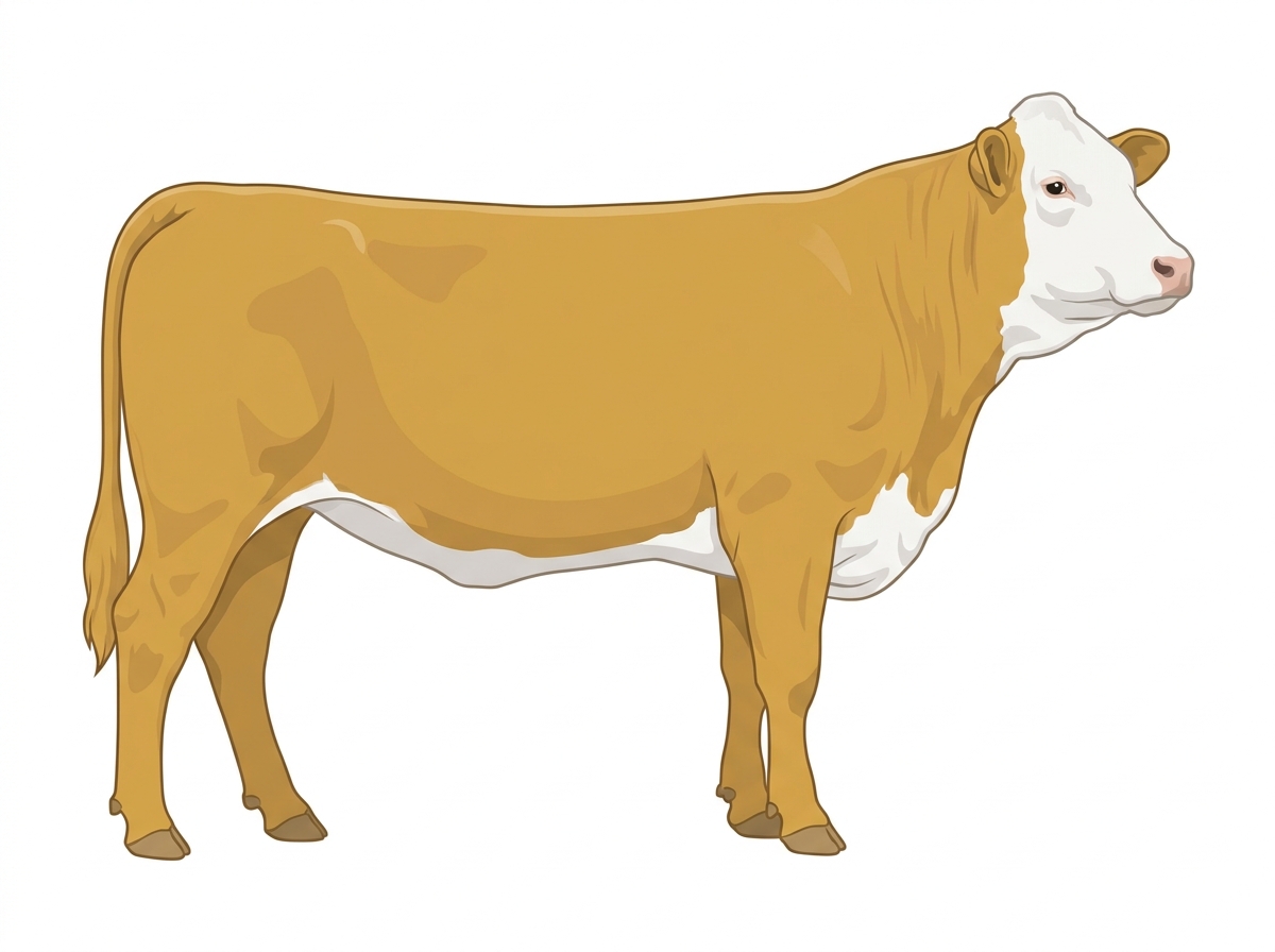 Gold with a full white face, white brisket and underline Fullblood Simmental Cow