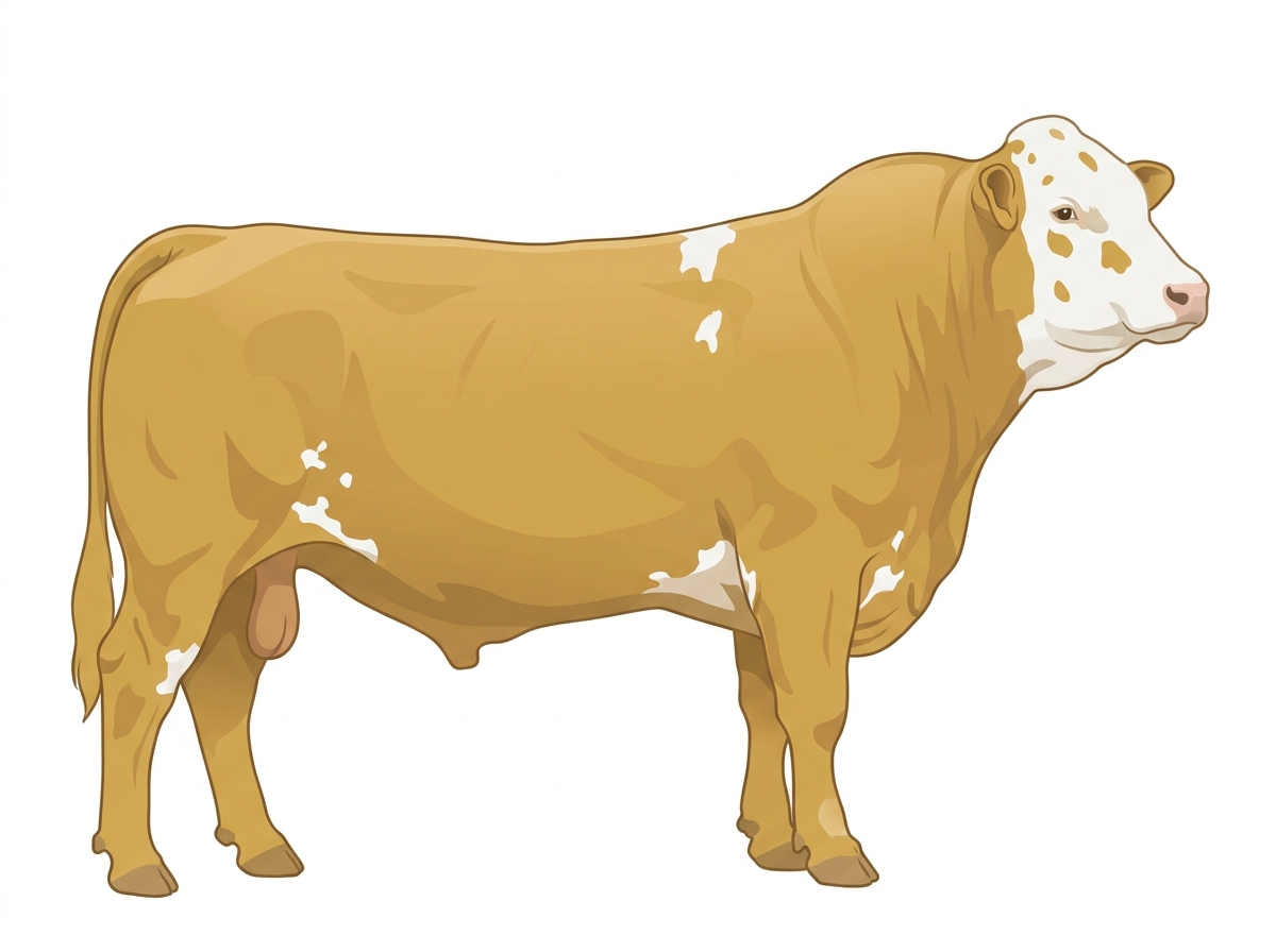 Gold with a white face and a few white spots Fullblood Simmental Bull