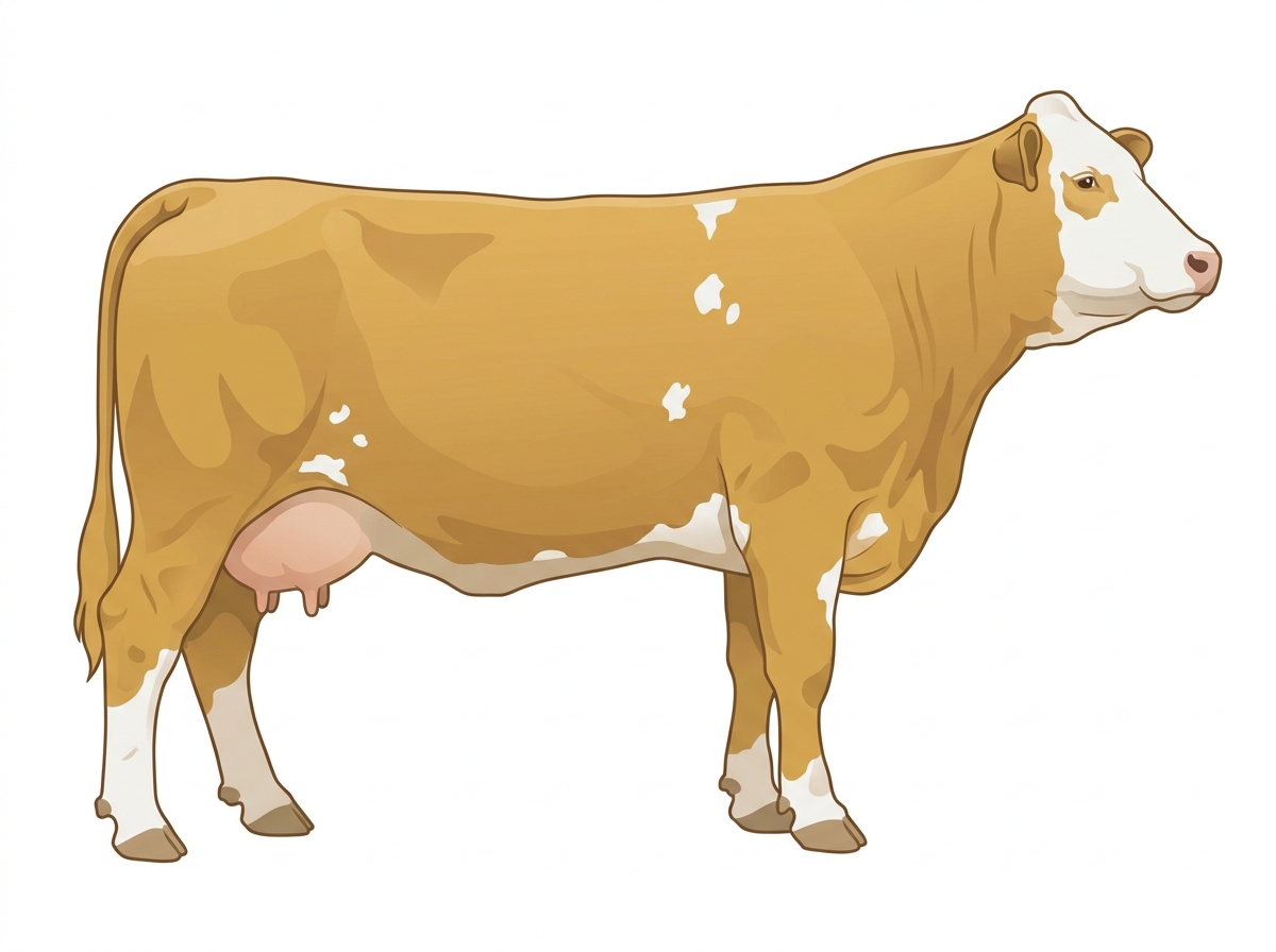 Gold with a white face and a few white spots Fullblood Simmental Cow
