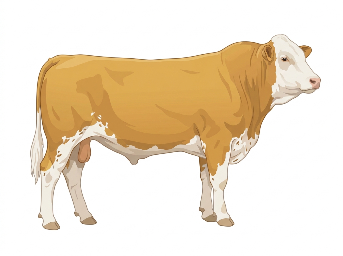 Gold with a white face and ticking in the white Fullblood Simmental Bull