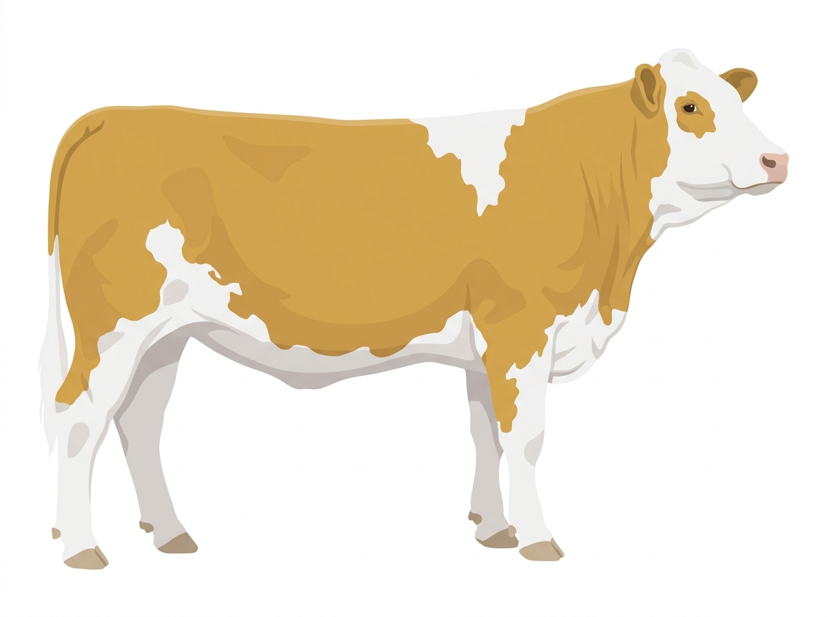 Gold with a white face and white in large patches Fullblood Simmental Heifer