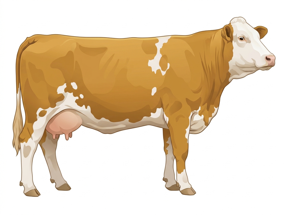 Gold with a white face and white spots Fullblood Simmental Cow