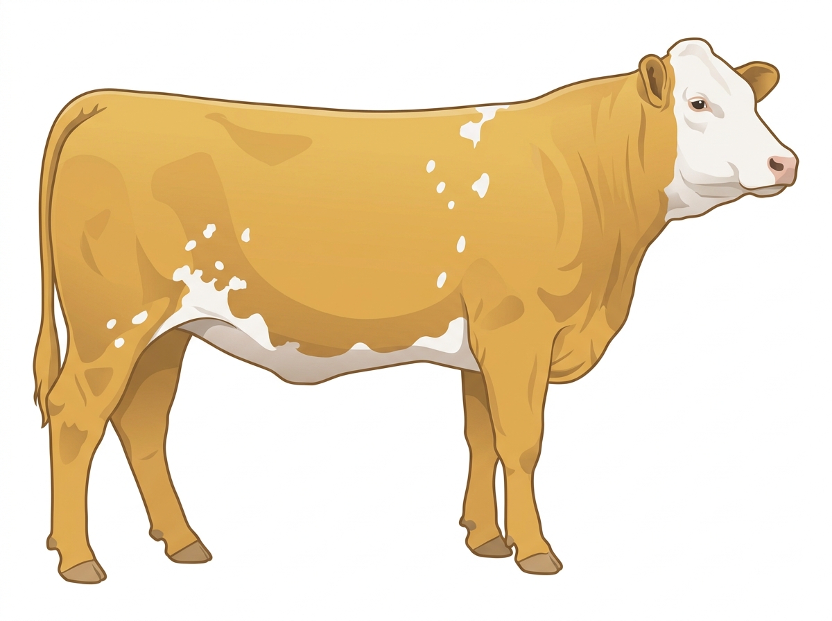 Gold with a white face and white spots Fullblood Simmental Heifer