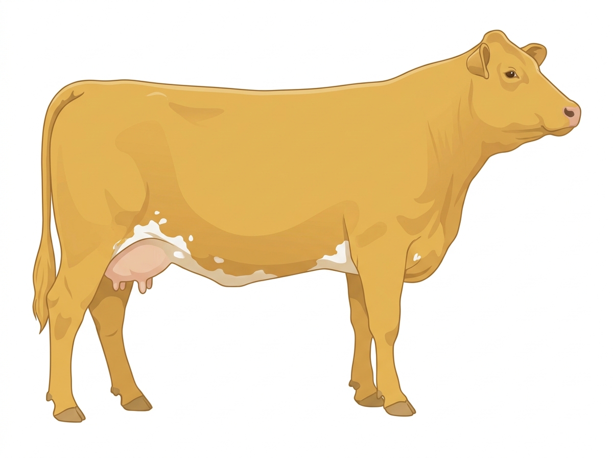 Gold with minimal spotting Fullblood Simmental Cow