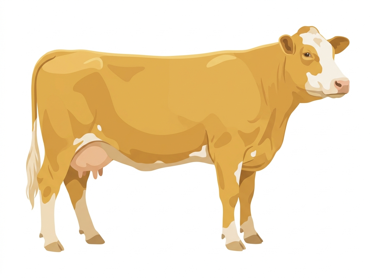 Gold with partial white face Fullblood Simmental Cow