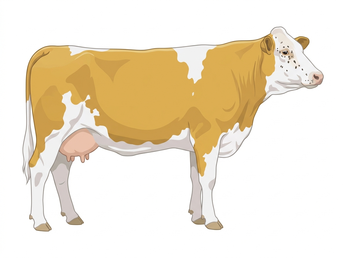 Gold with partial white face with ticking Fullblood Simmental Cow