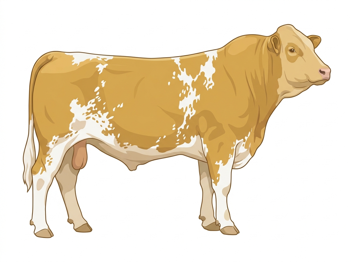 Gold with white spots and ticking in the white Fullblood Simmental Bull