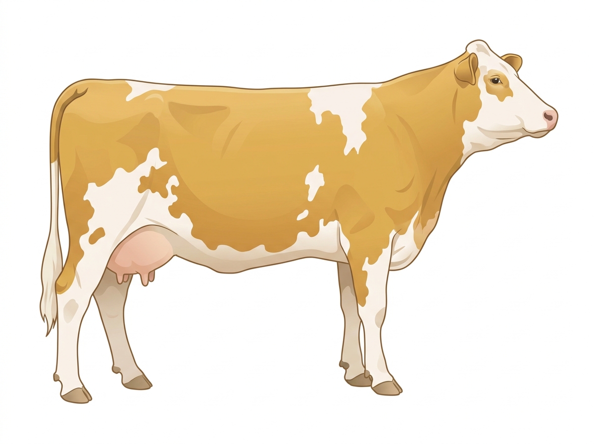 Gold with white spots Fullblood Simmental Cow