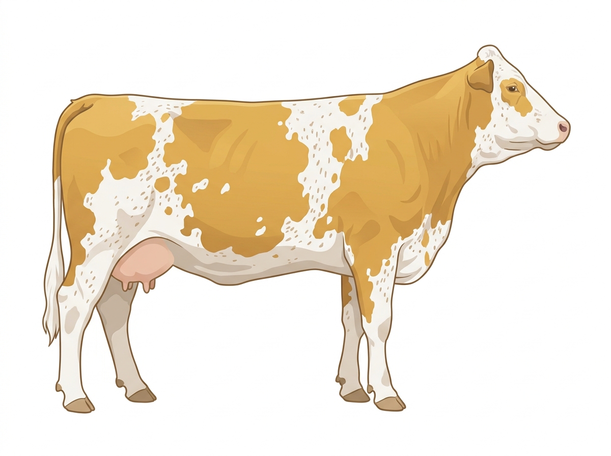 Gold with white spots with ticking Fullblood Simmental Cow