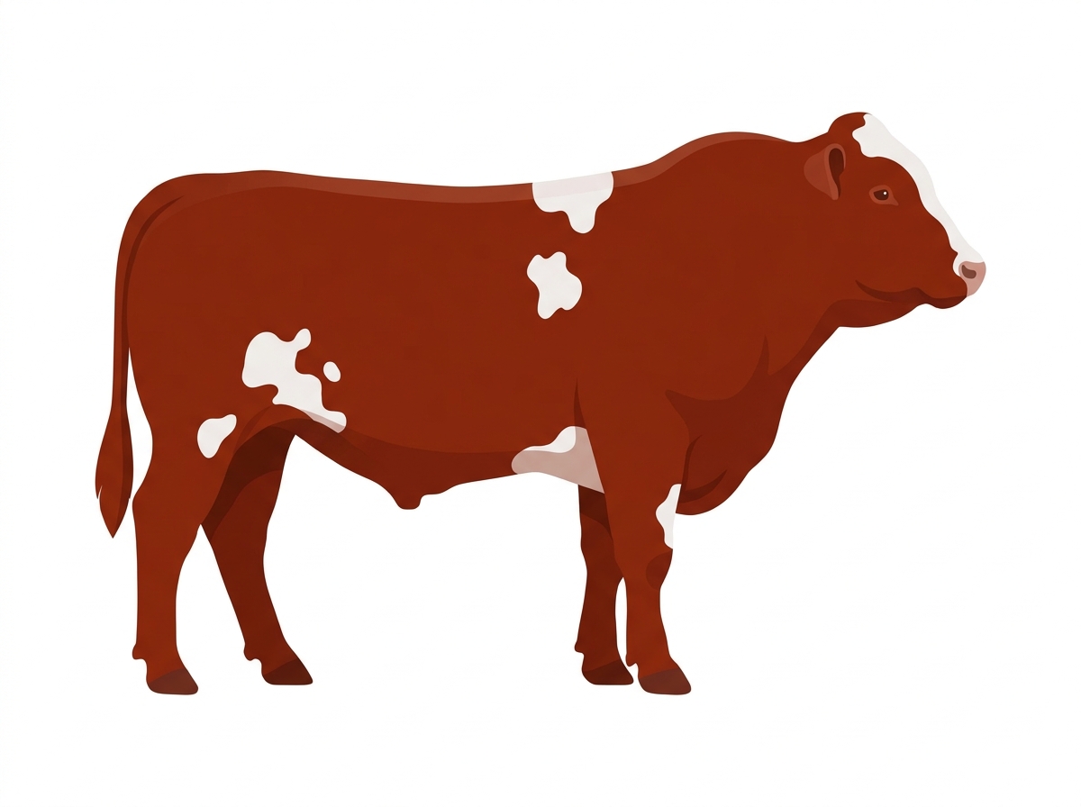Red with a few white spots Fullblood Simmental Bull
