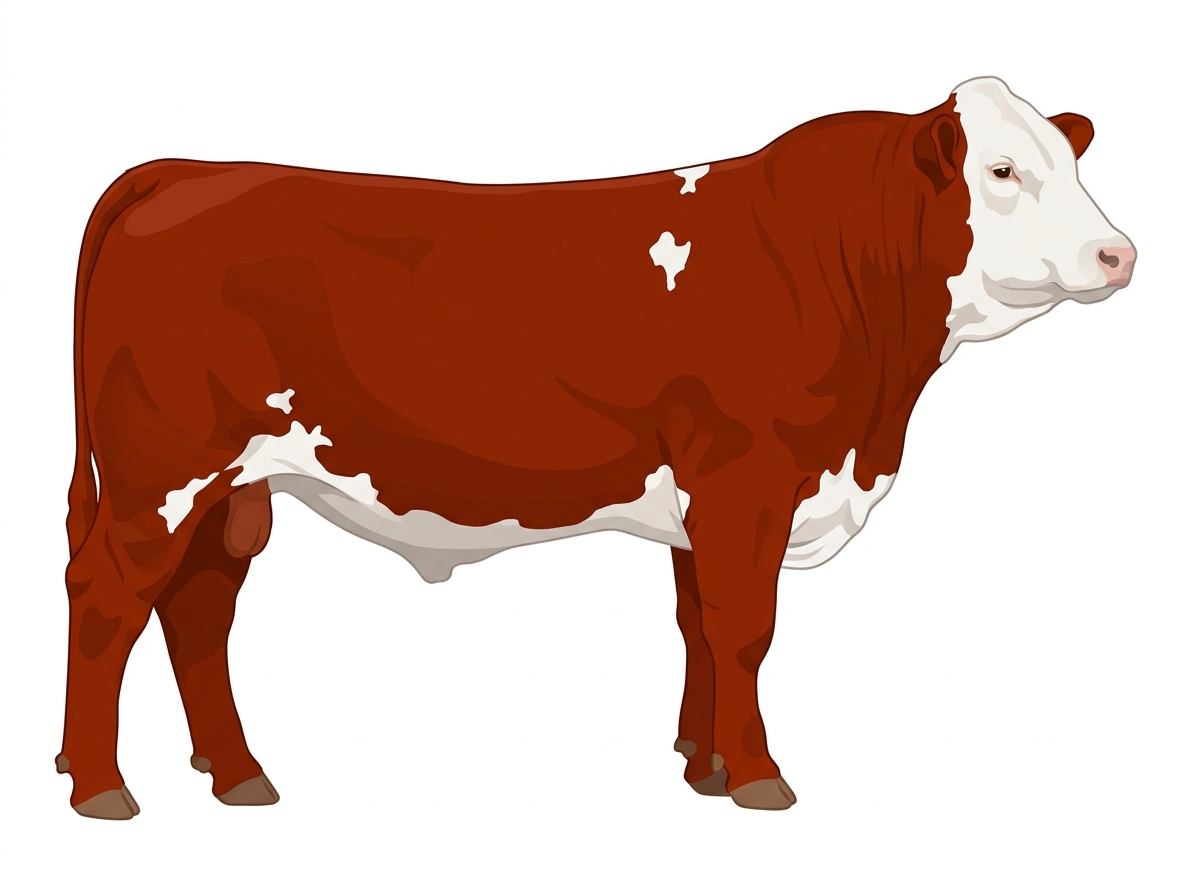 Red with a full white face, white brisket and underline and a few white spots Fullblood Simmental Steer