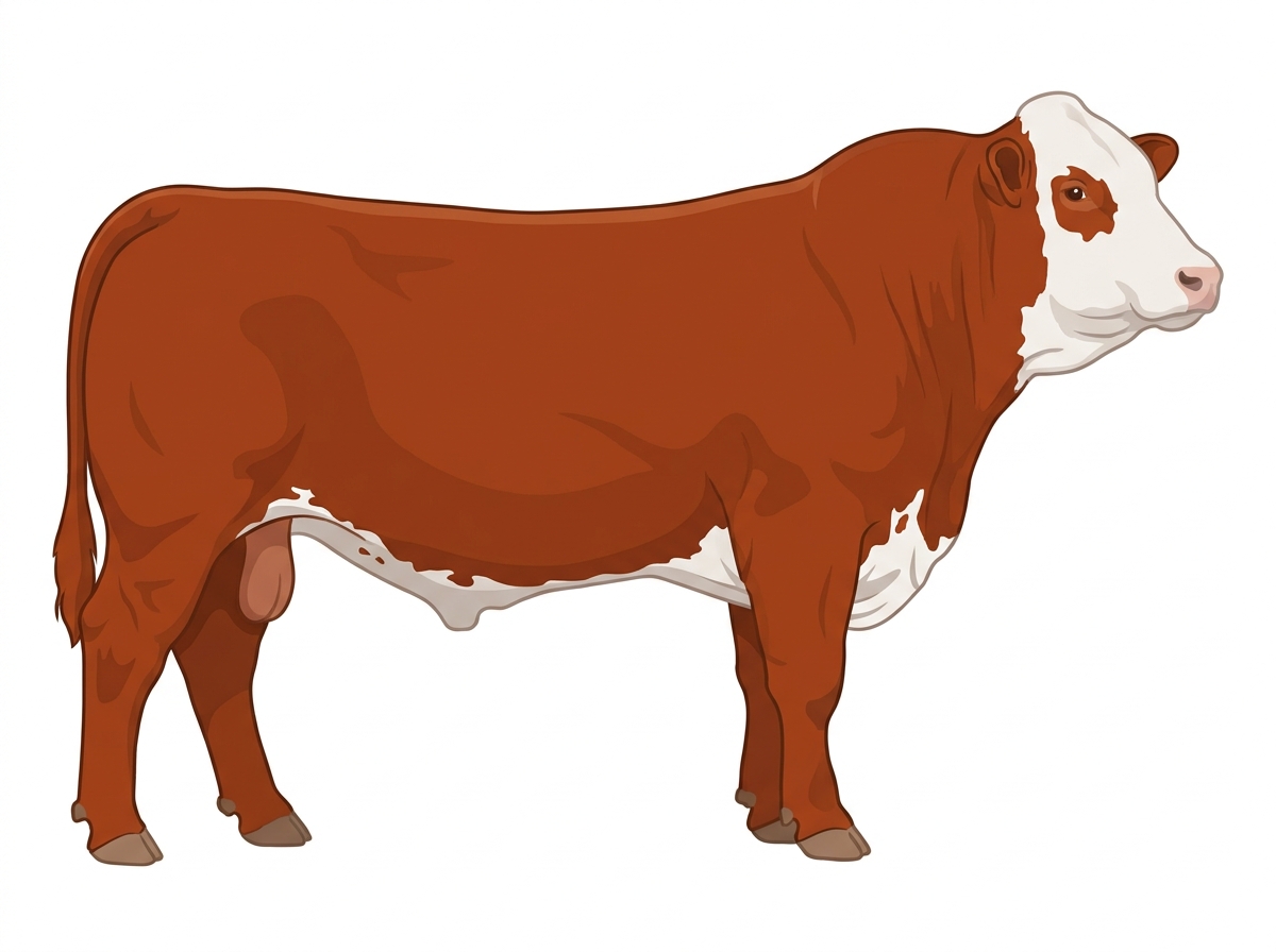 Red with a full white face, white brisket and underline and ticking in the white Fullblood Simmental Bull