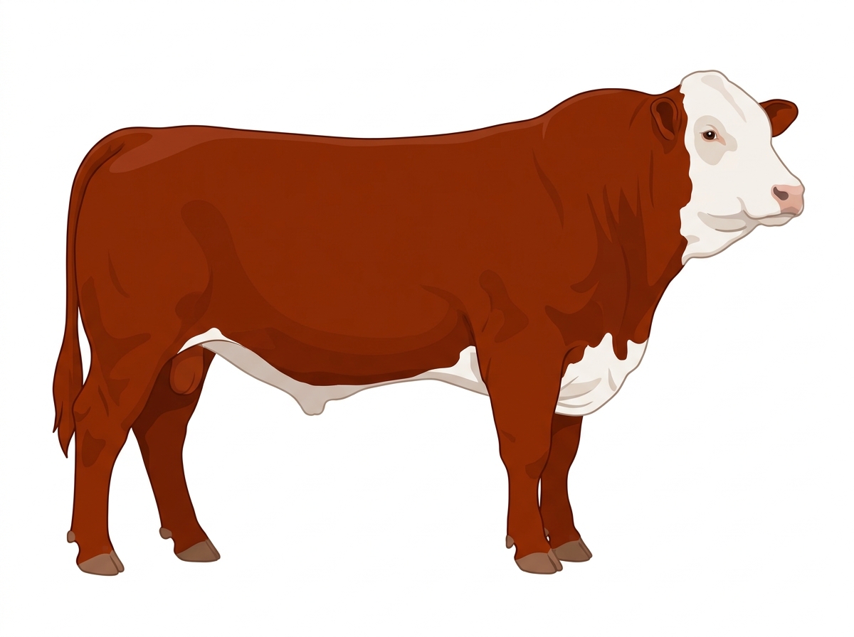Red with a full white face, white brisket and underline Fullblood Simmental Bull