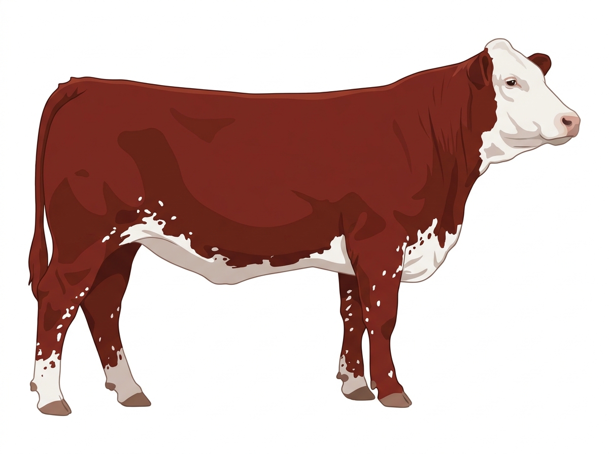 Red with a full white face, white brisket and underline, white spots and ticking in the white Fullblood Simmental Heifer